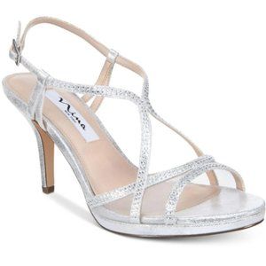 Women's Metallic Blossom Strappy Embellished Evening Sandals